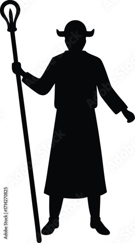 Shepherd’s staff silhouette vector illustration