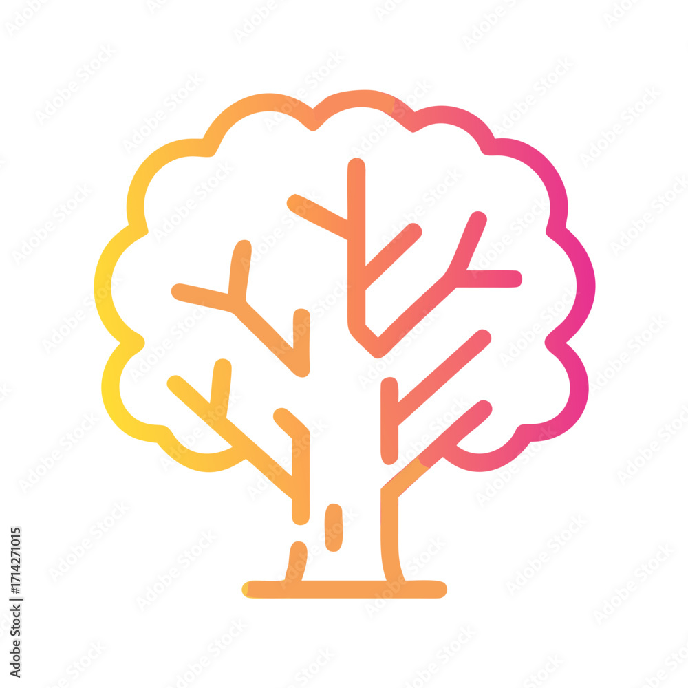 Fototapeta premium Stylized tree illustration with gradient colors in a minimal style 