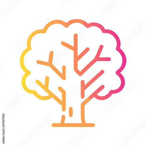 Stylized tree illustration with gradient colors in a minimal style  