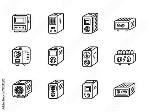 Power Supply Unit Minimalist Line Illustration  