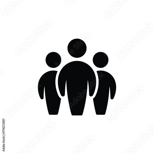 Simple black and white vector illustration of a group of three people icon scalable eps silhouette vector illustration white background