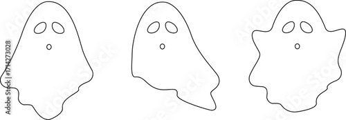 Outline ghosts images set. Vector illustration with transparent background.	