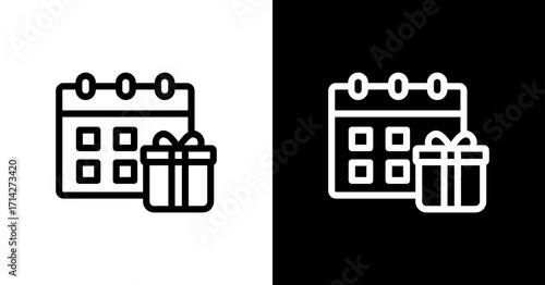 Gift Present White Icon Set Design