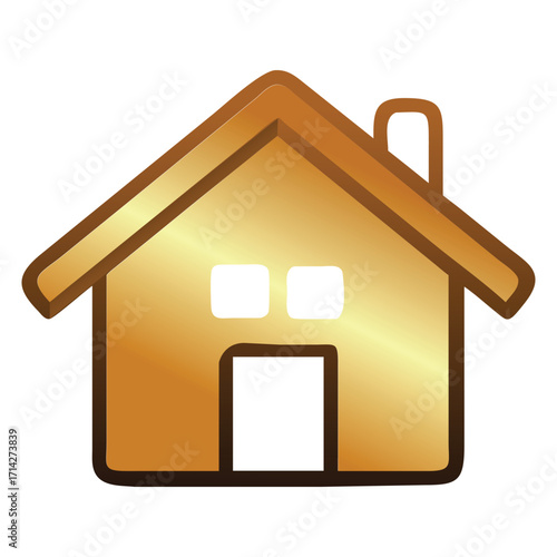Golden house icon symbolizing home ownership and real estate