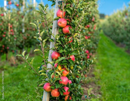 Apple orchard with ripe fruit