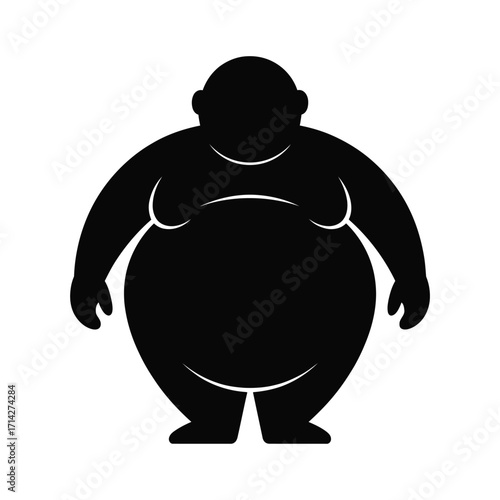 Stylized black silhouette vector illustration of an overweight person icon silhouette vector illustration white background