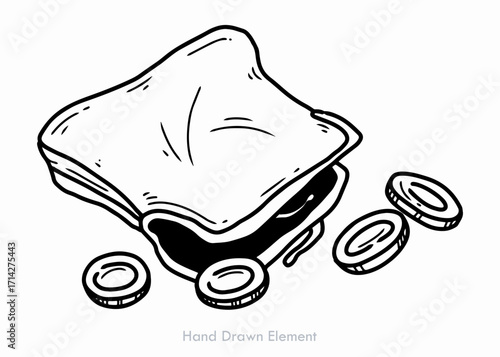 Cartoonish illustration of an open purse with coins spilling out.
