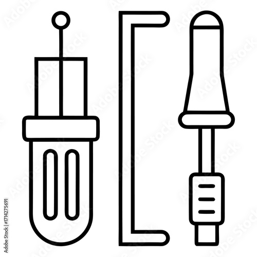 Iconic tool set illustration featuring soldering iron desoldering pump and solder remover for repair and maintenance