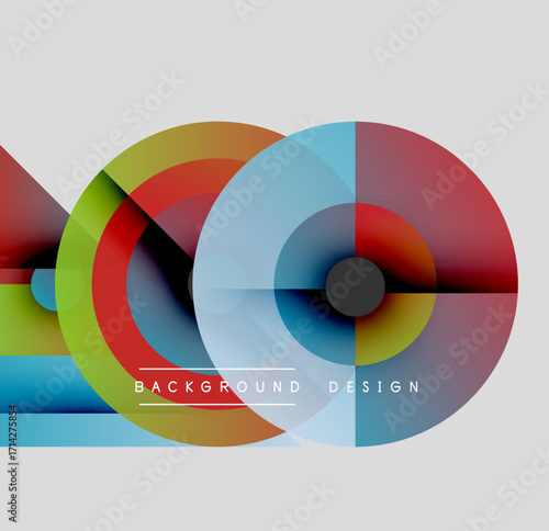 Abstract colorful circles overlap. Modern design features vibrant hues, geometric shapes, smooth gradients. Background suggests digital art creation.