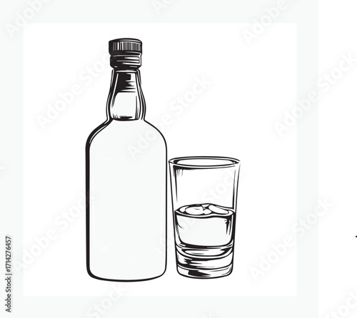 wine bottle and glass