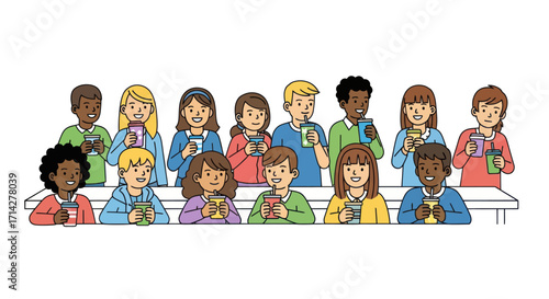 Diverse Children Enjoying a Meal Together.