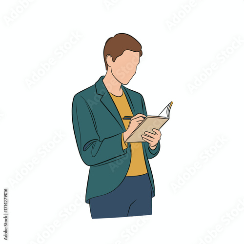 Businessman taking notes in a notebook with a pen