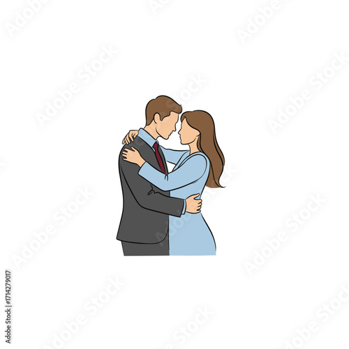 Affectionate business couple embracing and looking at each other