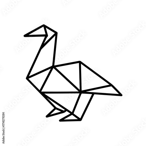 Line icon origami goose vector on a white background
Vector icon on a white background