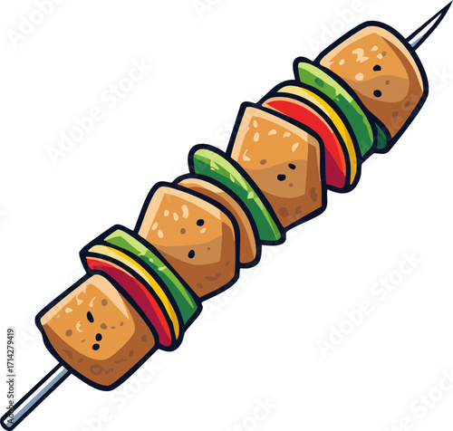 Kebab Skewer Vector Illustration of Grilled Food