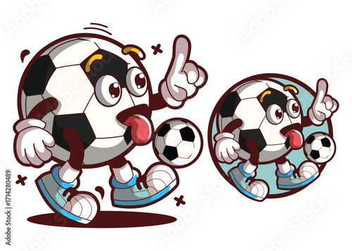 Ball soccer cartoon mascot characters