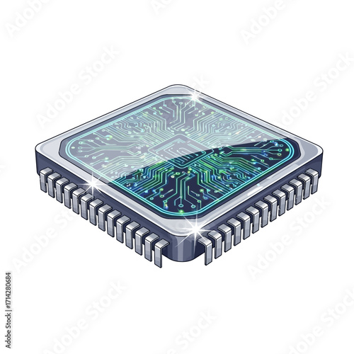 Close-up of a sophisticated computer chip representing cutting-edge technology and electronic innovation in a square format