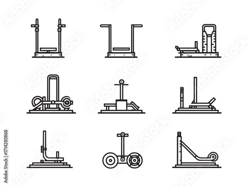 Resistance sled fitness equipment line art