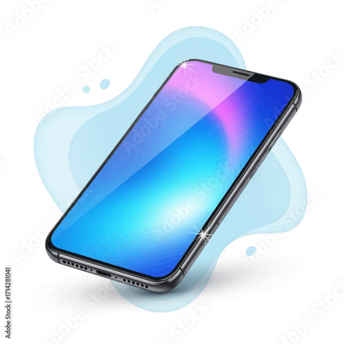 Sleek and vibrant digital technology device, offering a glimpse into modern communication with its dynamic screen interface and contemporary design