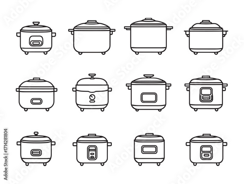 Rice cooker set kitchen appliance drawing