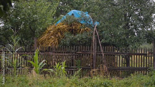 rainy day in Moldova village