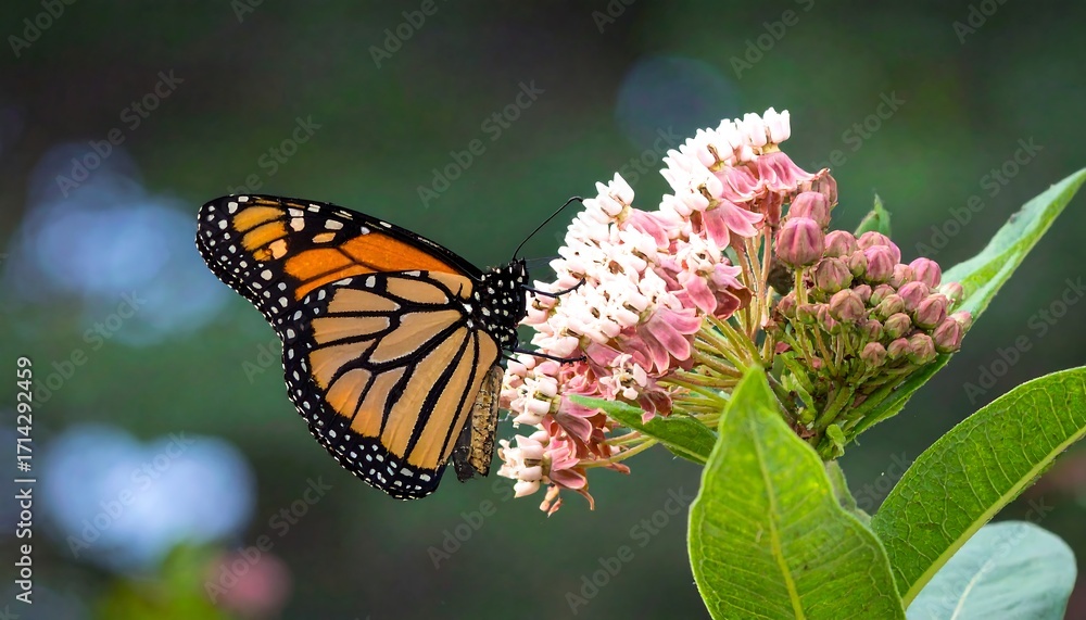 Fototapeta premium Monarch butterfly on milkweed