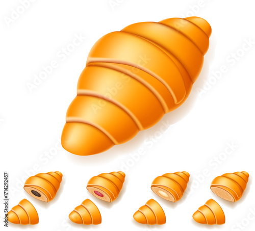 fresh crispy croissants cartoon stock vector illustration isolated on white background