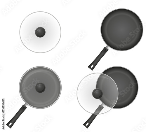 frying pan with lid cartoon stock vector illustration isolated on white background