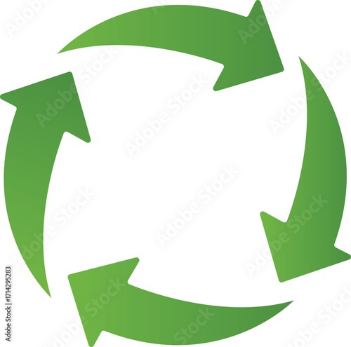 Green arrows forming a circular recycling symbol on black background