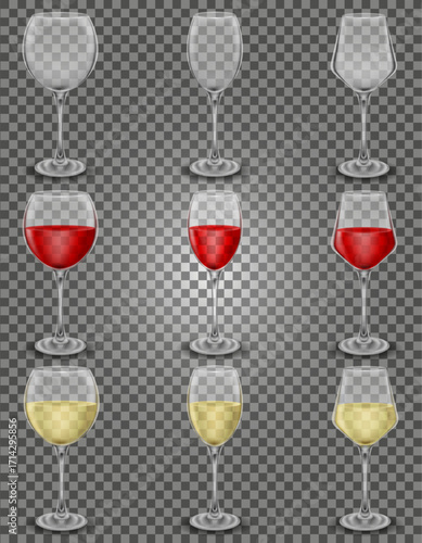 transparent glass for wine and low alcohol drinks cartoon stock vector illustration isolated on background