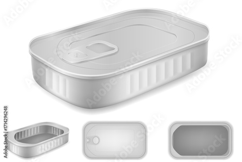metal can for canned food cartoon stock vector illustration isolated on white background
