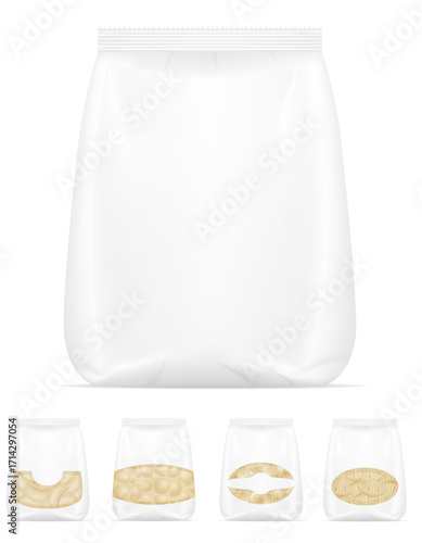 dumplings of dough with a filling in packaged cartoon stock icons vector illustration isolated on white background