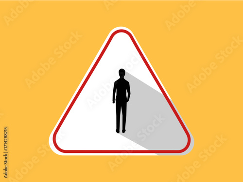 Businessman on a warning sign