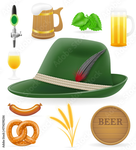 design elements for oktoberfest beer festival cartoon stock vector illustration isolated on white background