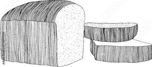 Minimalist black and white bread line art for kitchen decor