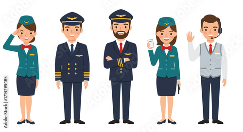 Vector illustration various pilot uniforms
