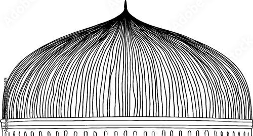 Architectural dome black and white line art for design and decor
