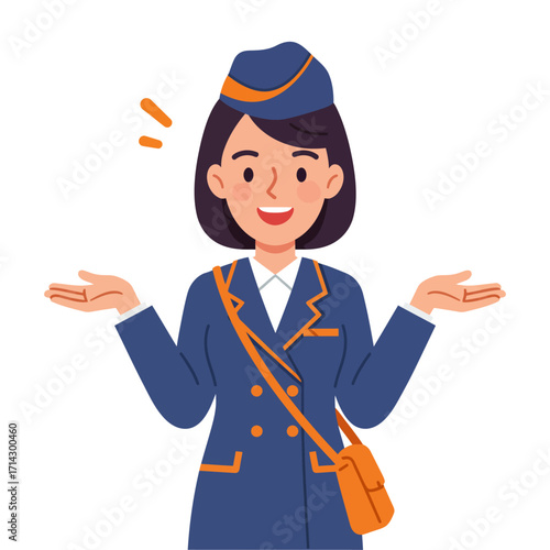 Vector illustration of a female flight attendant