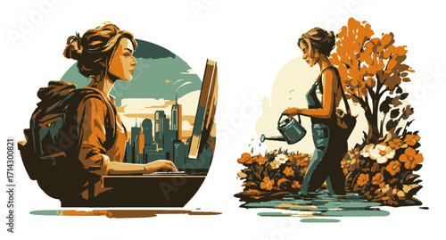 Adventurous Hiker Exploring Serene Mountain Landscape at Golden Hour