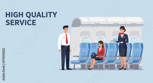 A wide horizontal banner illustration in a flat design vector style airlines