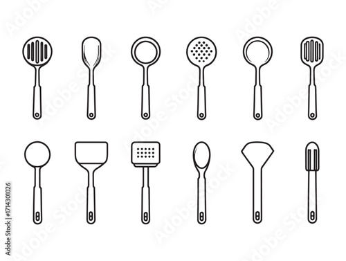 Slotted spoon kitchen utensil for stirring