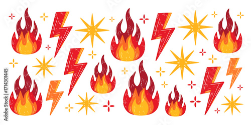 Fire Flame Lightning Icons