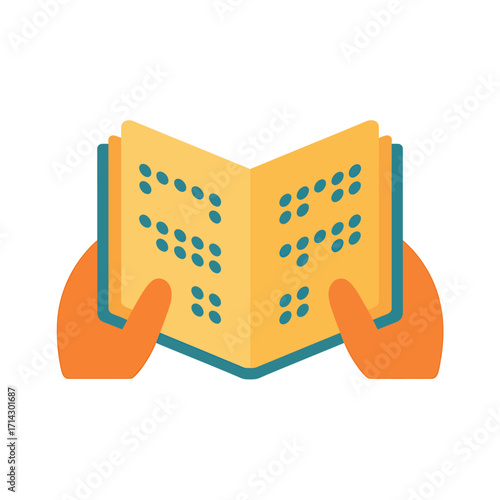 Accessibility Concept Illustration of Hands Holding a Braille Book for Education