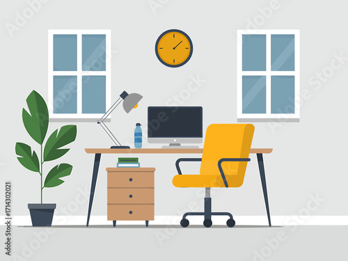 Modern Home Office Workspace Illustration
