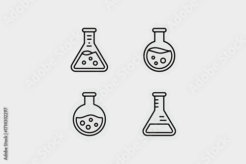 Laboratory Flask Icons Set Science Chemistry Experiment Vector Design