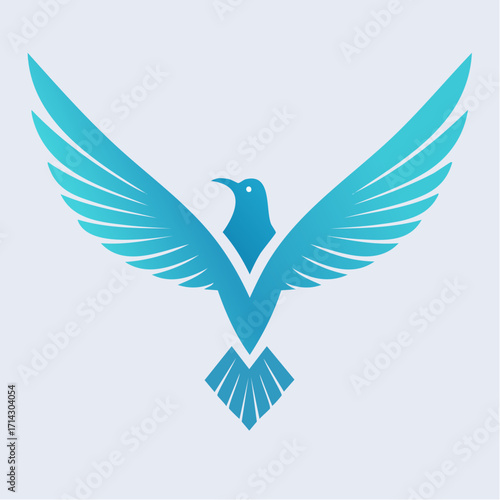 A Serene Blue Emblem Depicting a Soaring Bird, Symbolizing Freedom and Elevation