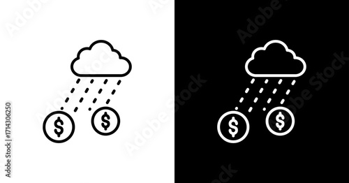 Money Rain White Icon Set Design