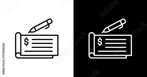 Checkbook White Icon Set Design