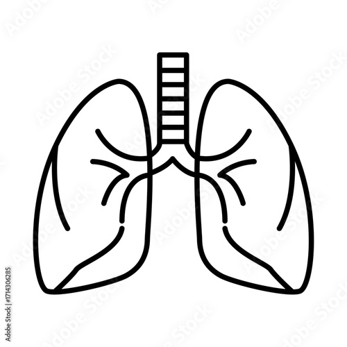 Icono negro de pulmones en fondo blanco