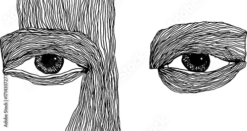 Abstract black and white line art of human face for creative design